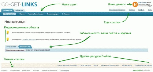 Рабочая область в гогетлинкс